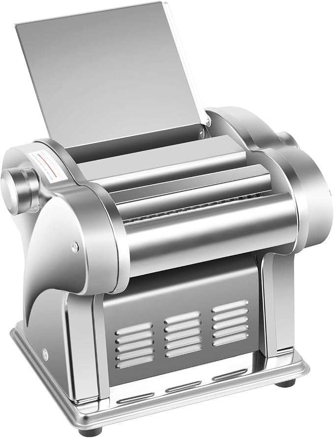 110V Electric Pasta Maker Machine, 135W Commercial Dough Roller Maker, 410 Stainless Steel Automatic Noodle Making Pasta Maker for Dumpling Wrappers, Etc