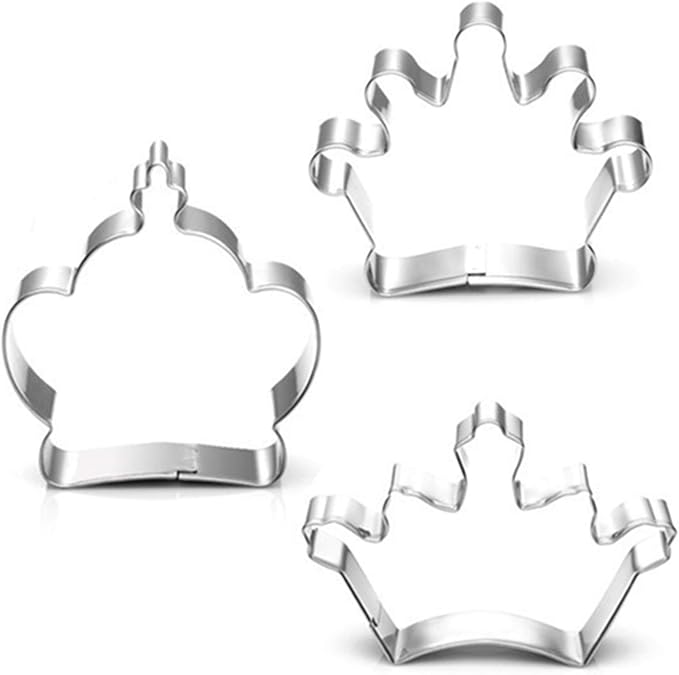 Crown Cookie Cutter Set of 3 pcs, Stainless Steel Princess Crown Shaped Royal Wedding Baking Molds for Holiday Fondant & DIY Crafts‌