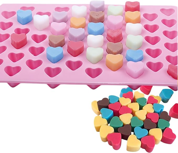 Mini Silicone Gummy Bear Molds (0.7 Inch Bite-Sized) - Non-Stick Chocolate & Candy Mold for Kids, Includes Dinosaur, Bear, Hearts & Donut Shapes (201 Cavities) - 4 Pieces + 3 Droppers By ENBRWAS