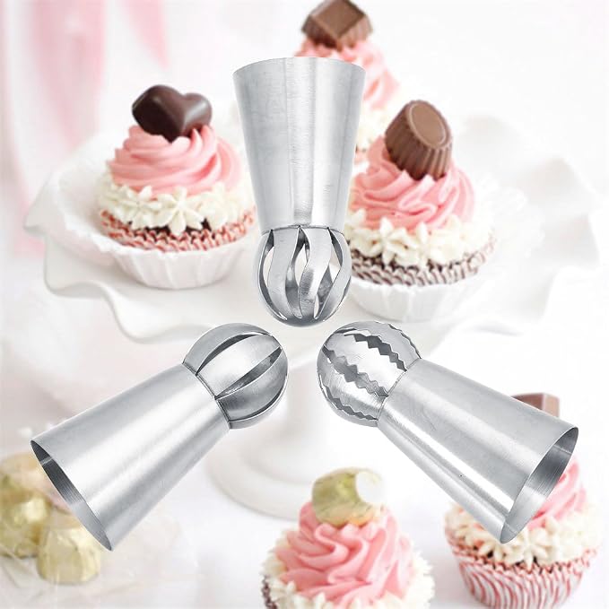 Stainless Steel Extra Large Piping Icing Tips, Russian Frosting Tip Nozzle Set, Cake Decorating Tool for Box Cake, Cupcake, Sugarcraft Decorating, 3 Pcs