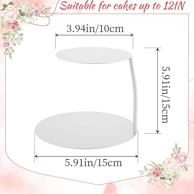 LemonRoad 4''+6'' White Floating Cake Stand 2 Tier Metal Wedding Cake Stand Spacer Separator Round Decorative Dessert Display Riser Pastry Holder for Birthday Anniversary Party Centerpiece (Classic)