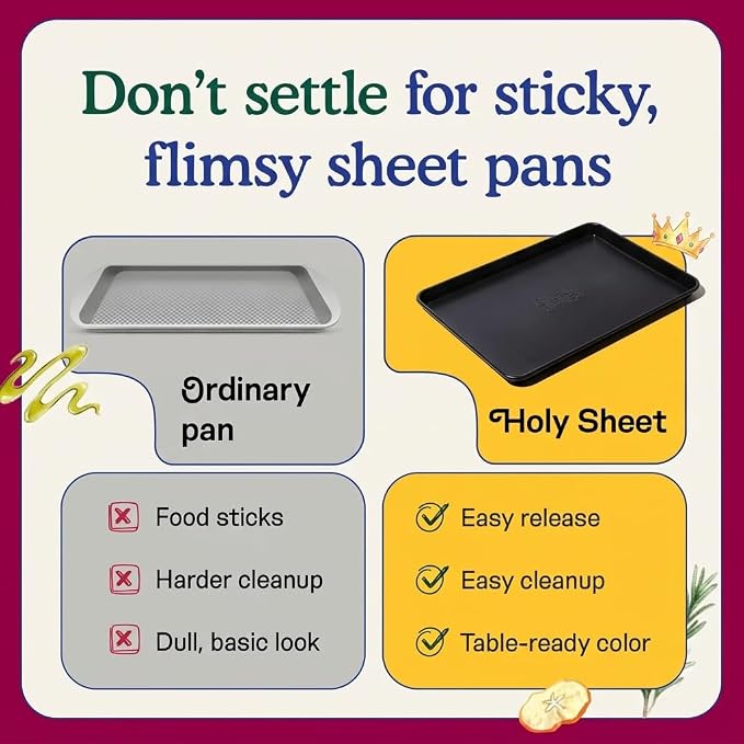 Great Jones Holy Sheet Pan (Pepper) | Nonstick, Half-Sheet Pan | Aluminized Steel, 18.5" x 13.5" | For Baking, Roasting, & Broiling | Premium Bakeware with Even Heat Distribution | Dishwasher-Safe