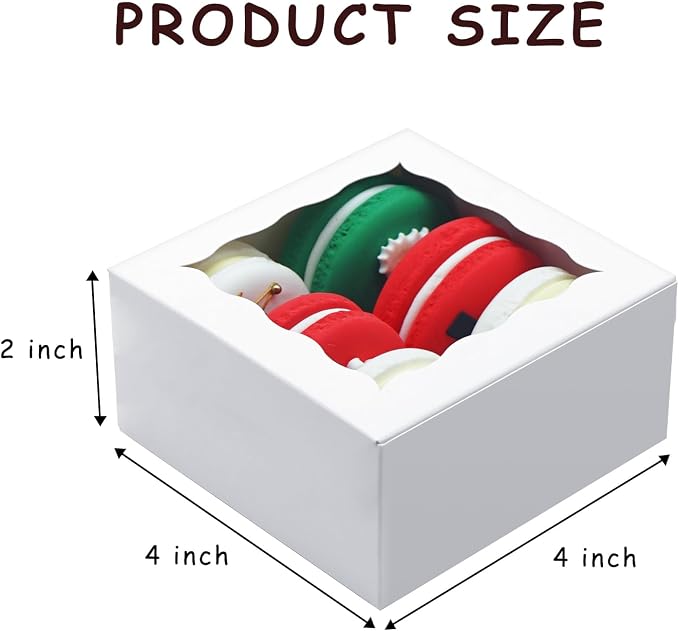 XINHPKGG 40pcs Cookie Boxes 4x4x2 Inch Bakery Boxes with Window Dessert Treat Box Chocolate Covered Strawberries Box for Wedding Party Birthday