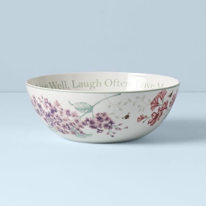 Lenox Butterfly Meadow "Live Well, Laugh Often, Love Much" Serving Bowl, White -
