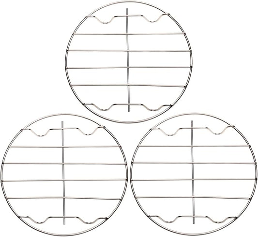3Pcs 18cm / 7.09" Stainless Steel Round Steamer Racks, 7" Cooling Racks, Steaming Baking Rack for Pressure Cooker, Air Fryer, Canning