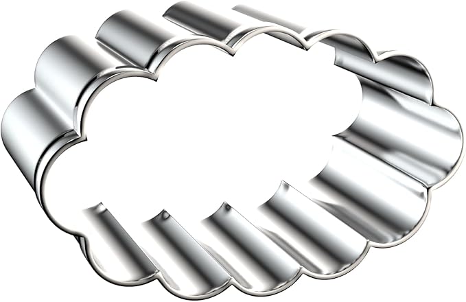 Scalloped Edge Oval Cookie Cutter Set Large - 5 Inch, 4 Inch, 3 Inch, 2 Inch - Fluted Wavy Oval Cookie Cutters Shapes Clay Molds - Stainless Steel