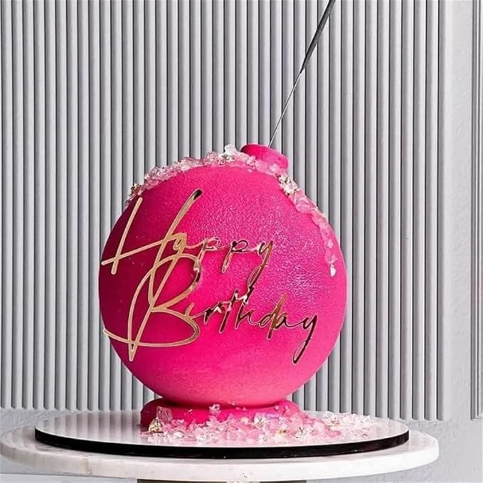 10pcs Side Happy Birthday Cake Topper Gold Acrylic Birthday Cupcake Topper for Kids Birthday Party Cake Decorations (A)