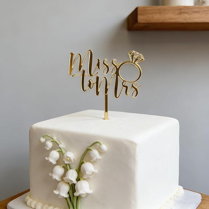 Acrylic Miss to Mrs Cake Topper, Wedding Bridal Shower, Mirror Acrylic Cake Decoration, Wedding Engagement Party Decoration