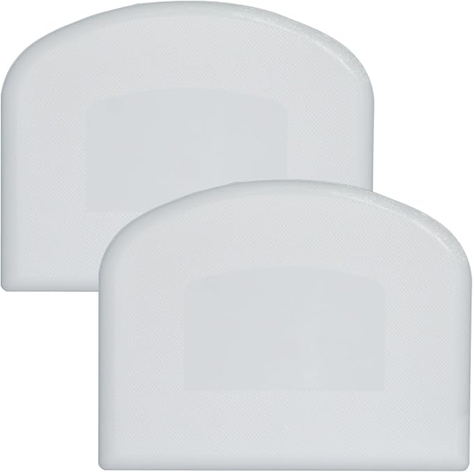 Dough Scraper, Sourdough Bread Baking Supplies, Pizza Cutter, Bowl Scraper, Plastic Dough Scraper, for Non-Slip Bakeware Decorating Tools, Sculpting, Bread Dough (2, White)