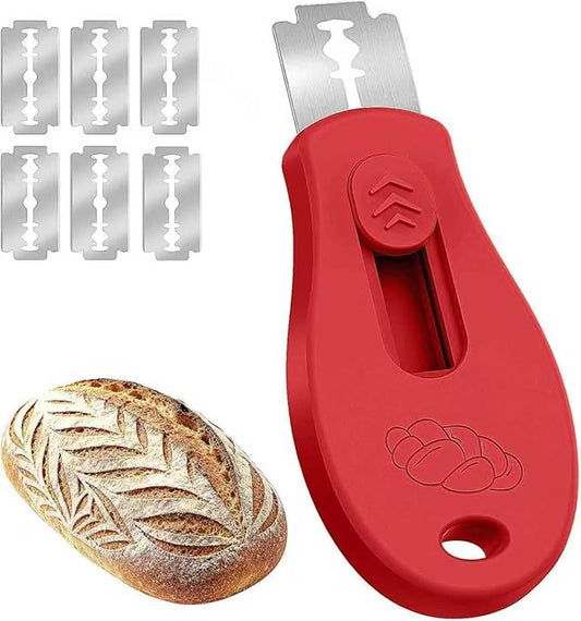 Bread Lame Sourdough Scoring Tool, Extractable & Magnetic Bread Scoring Tool, Scoring Knife for Bread Baking, Bread Razor for Homemade Bread, Sourdough Scorer Tool, Includes 5 Razor Blades-Red
