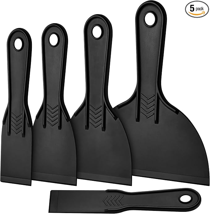 Plastic Putty Knife, Flexible Plastic Scraper Tool for Spackling, Multi-Size Paint Scraper Spreader Tool, Plastic Scraper for Drywall Repair, Paint Scraping, Art Craft & Wall Covering Removal