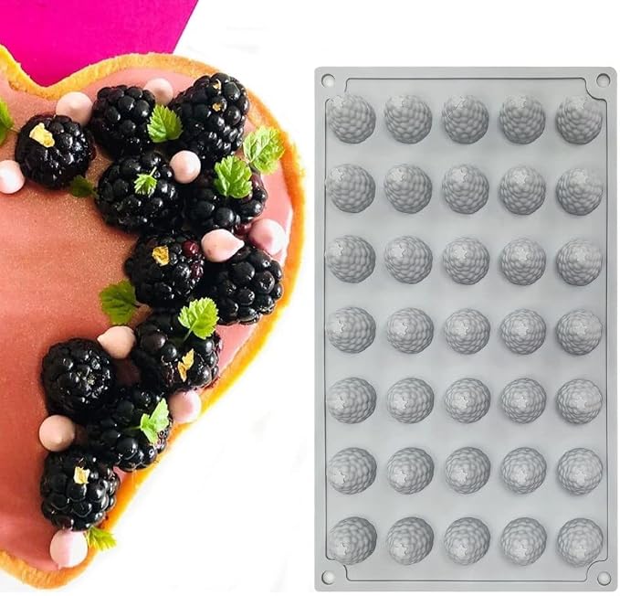 mostsom 35-Cavity 3D Raspberry Silicone Mold for Fondant Chocolate Candy Gum Paste Polymer Clay Resin Kitchen Baking Sugar Craft Cake Cupcake Decorating Tools (Raspberry D)