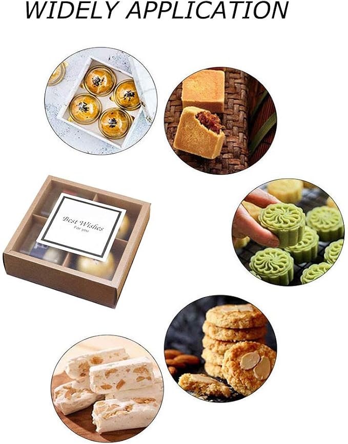 15 Packs Cupcake Boxes with Inserts and Display Windows,Brown Kraft Treats Gift Boxes,Cupcake Containers for Baking Pastries Goodies Biscuits(4 Lattices)