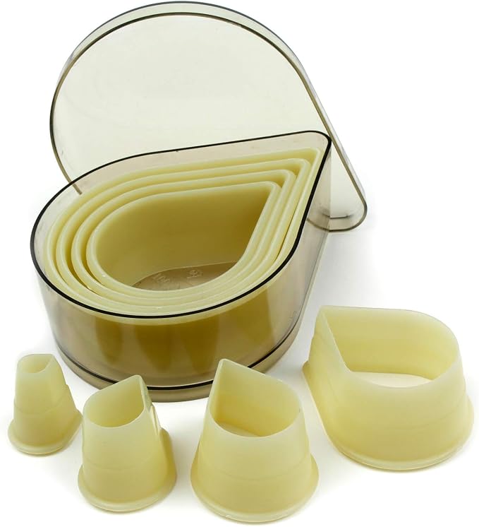 O'Creme Teardrop-Shaped Heat-Resistant Plastic Cutter in Eight Sizes, One of Each