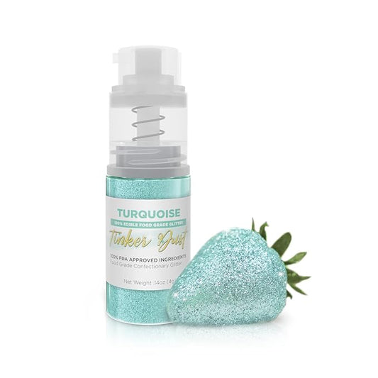 Bakell - Turquoise Tinker Dust (4g, 1x Mini Spray Pump) Edible Glitter for Food, Desserts, and Baked goods!