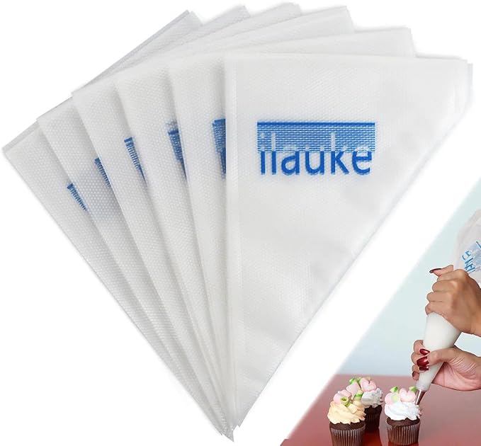 ilauke Piping Bags, 100 Pcs Pastry Bags 13 Inch Anti Burst Disposable Cake Icing Bag, Durable Non-Slip Icing Piping Bag for Cake Cream Frosting Cookie, Dessert Decorating Supplies Easy to Squeeze