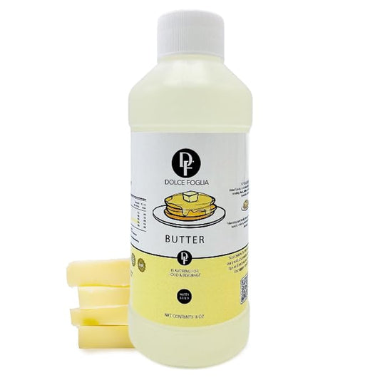 Dolce Flav Butter Extract – 8 Ounce Water-Soluble Kosher, Sugar-Free, Concentrated Imitation Butter Flavor for Baking, Cookies & Frostings, Includes Measured Dropper