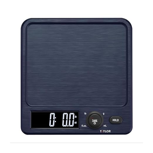 Taylor Digital Kitchen Scale with Antimicrobial Surface Plastic Body Weighs Up to 11 pounds Capacity with Hold and Tare Functions and Backlight, Navy