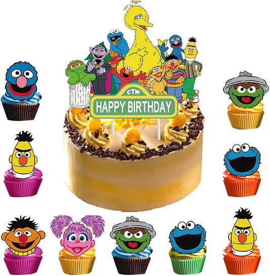 25PCS Cake Toppers Cupcake Toppers Cake Decorations Birthday Party Supplies Decorations (Style 9)