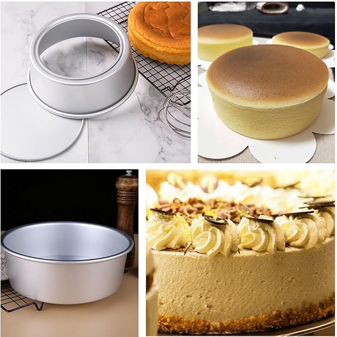 XZJMY 5 Pack Non-Stick Deep Aluminum Round Cake Pan With Removable Bottom,mini cake pan, round aluminum cake pan, used for family gatherings to bake mini cake pizza, quiche (4 Inch)