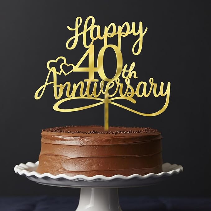 Sleyberoy Acrylic Happy 40th Anniversary Cake Toppers -Wedding Anniversary Party Decorations, 40th Wedding Anniversary, Company Anniversary Party, Birthday Party Decorations (Acrylic 40)