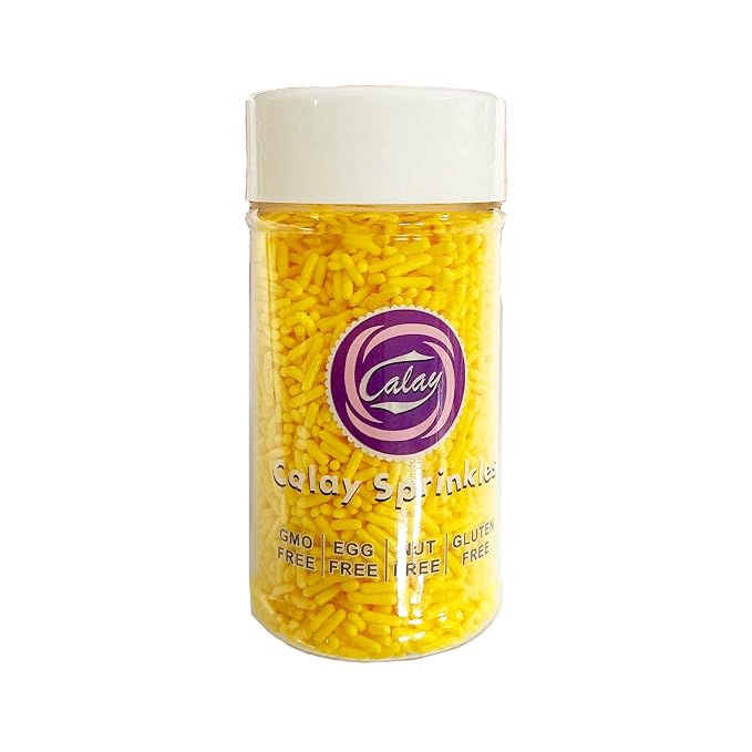 Homipooty Yellow Soft Jimmies Sprinkles Edible Candy Jimmies Sprinkles for Cake Decorating 78g/2.75oz Cookie Cupcake Topper Ice Cream