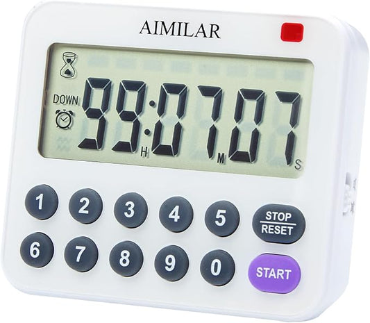 AIMILAR Magnetic Digital Kitchen Timer with Direct Numerical Keypad, Loud Alarm - 99Hr Countdown Count Up Timer for Cooking Baking Classroom, Batteries Included