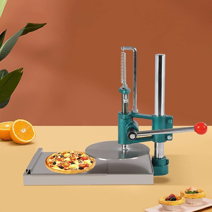 Manual Pizza Dough Press Machine 7.9 Inch Manual Pastry Press with Dual Plates 0.2 Inch Thick Disc 304 Stainless Steel Dough Press Sheeter for Pizza Crust, Meatloaf, Tortilla (7.9 Inch)