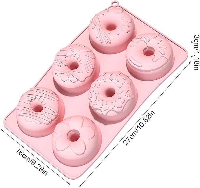 Donut Maker - 6-Cavity Food-Grade Non-Stick Safe Tray,Silicone Donut Mold - for Home Kitchen Cooking Indoor House Family Homemade Microwave Freezer Oven