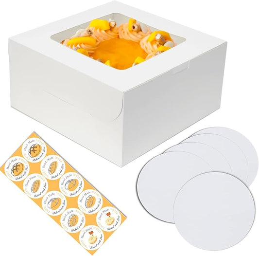 5 sets Cake Boxes 10x10x5 inches with Cake Boards Bakery Boxes for Cakes