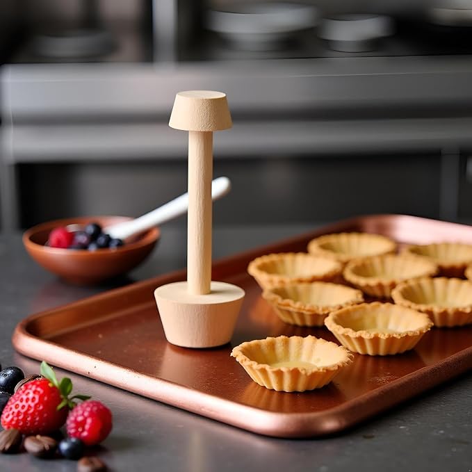 2 Pcs Tart Tamper Pastry Tamper Double Side Wooden Egg Tart Tamper Mold DIY Cake Pastry Pusher for Kitchen Party Baking Tools, Pie, Tart and Quiche Pans