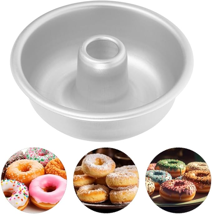 Aluminum Ring Cake Pan, Non-Stick Round Pasteles Baking Mold, Central Tube Pan for Baking Pound Cake, Chocoflan Flan Mold Set for Home Kitchen Donuts and Desserts, 3.9X1.5 Inch