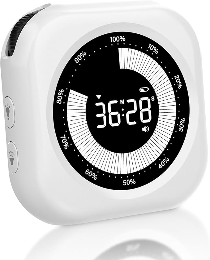 PERSUPER Visual Timer for Kids, 10 Hours Countdown/Up, with Rechargeable, 3 Brightness Display, 3 Volume Levels and Magnetic, Homeschool Study Tool, Large Digital Timers for Kitchen, Classroom