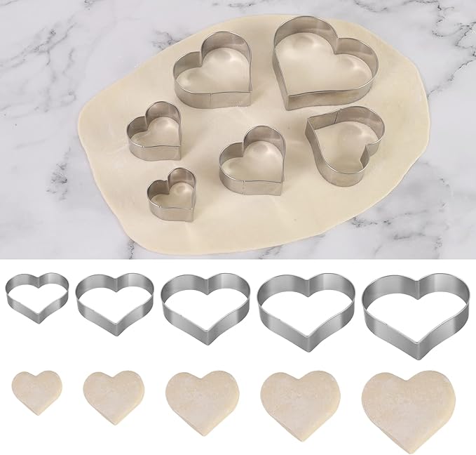 Heart Cookie Cutter Set - 6 Piece - 3 4/5", 3 1/5", 2 4/5", 2 3/5", 2 1/5", 1 4/5" - Heart Shaped Cookie Cutters, Stainless Steel Biscuit Pastry Cutters