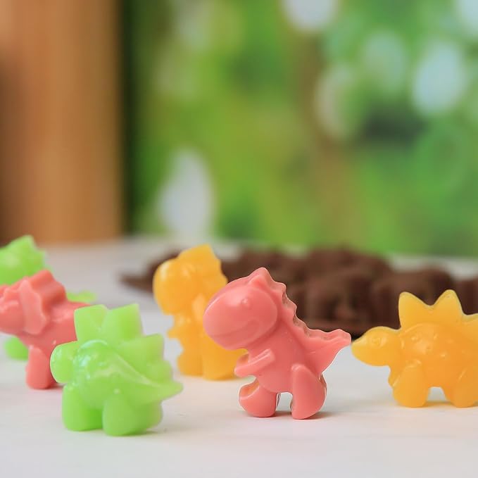 Chocolate Molds Silicone with Dinosaur Shaped, Mini Dinosaur Molds for Homemade Chocolate/Candy/Gummy/Fondant, Food Grade Candy Mold with 12 Cavities Dinosaurs for Fruit Snacks for Kids