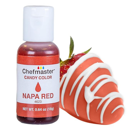 Chefmaster Napa Red Candy Color | True-Tone Shades | Oil-Based | Professional-Grade Dye | Chocolate, Strawberries, Cake Pops | Decorating | Easy-to-Use | Manufactured in the USA | 0.64 oz