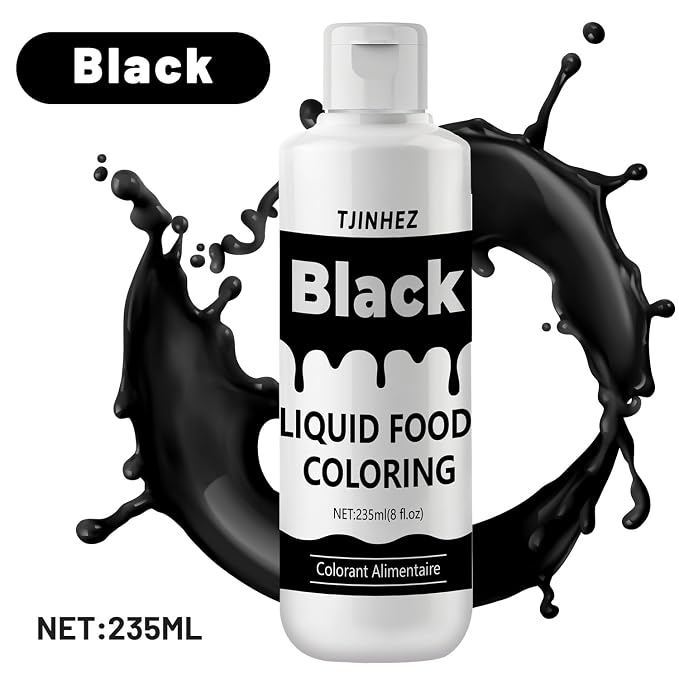 Food Coloring Liquid - Vibrant Concentrated Edible Food Dye for Baking, Cake Decorating & Icing - Tasteless Food Dye for Fondant, Easter Eggs, Macarons, Slime Coloring & DIY Crafts (Black, 8 Fl.oz)