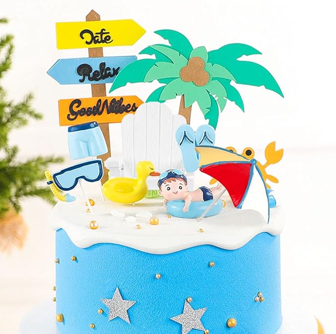 Swimming Pool Cake Decoration Beach Cake Decoration Swimming Pool Cake Topper Summer Beach Cake Toppers Summer Birthday Party Supplies Swimming Pool Party Supplies