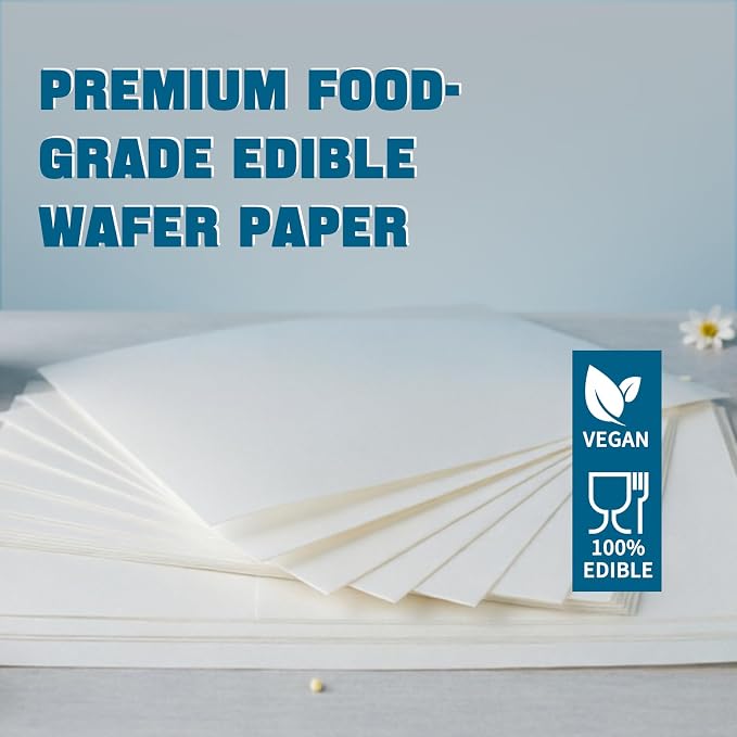100pcs Edible Wafer Paper A4 Size, 8.5" x 11" Food Grade Wafer Sheets, Edible Paper for Cakes Printable, Rice Starch Sheets for Candy & Decoration (0.3mm)