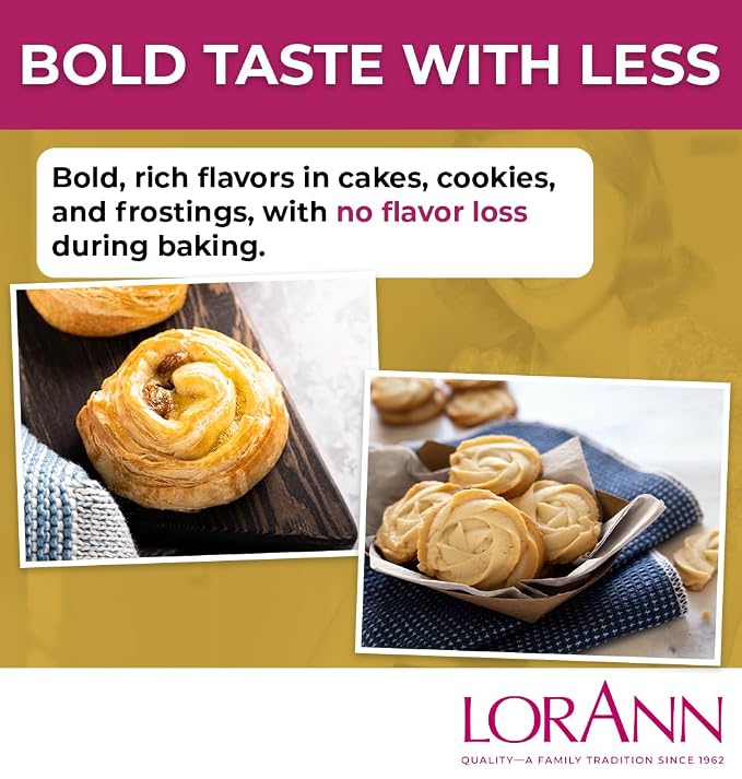 Lorann Oils Butter Bakery Emulsion: True Butter Flavor, Ideal for Enhancing Rich Dairy Notes in Baked Goods, Gluten-Free, Keto-Friendly, Butter Flavoring Essential for Your Kitchen