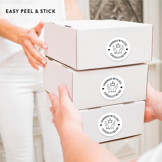 Andaz Press Round Small Business Sticker Labels, 120-Pack, Candle Handmade with Love, Especially for You, Candle Making Handmade Stickers for Packaging, Product Labels for Small Business