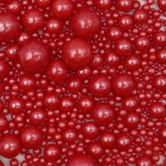 Edible Pearl Sugar Sprinkles Red Candy Mixing Size Baking Edible Cake Decorations Cupcake Toppers Cookie Decorating Celebrations Wedding Valentines Easter Halloween Christmas Supplies 120g/ 4.23oz