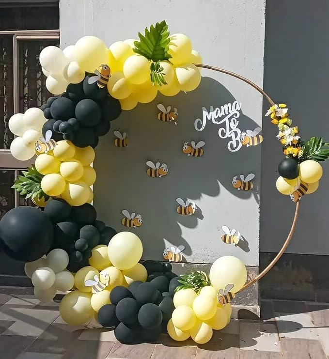 Black and Yellow Balloon Arch Kit - 100pcs Balloon Garland Kit with Black and Yellow Balloons in 18/12/10/5 inch Sizes for Baby Shower or Birthday Parties - Bee and Bumblebee Themed Decoration