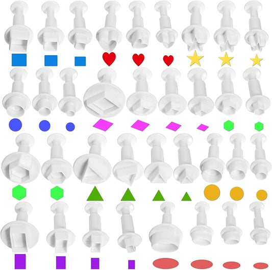35 Pcs Mini Cookie Cutters Set, Small Cookie Cutter for Fondant Tools & Clay Cutters, Fondant Molds & Stamps (Heart Star Circle Square Prism Triangle Hexagon Rectangle Oval)