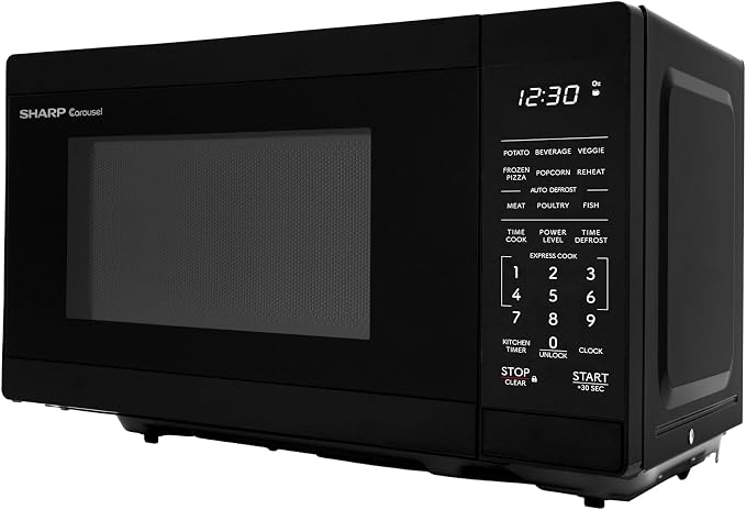 SHARP Compact Countertop Microwave Oven with Removable 10" Carousel Turntable, 700 Watt, 0.7 Cubic Feet, Black