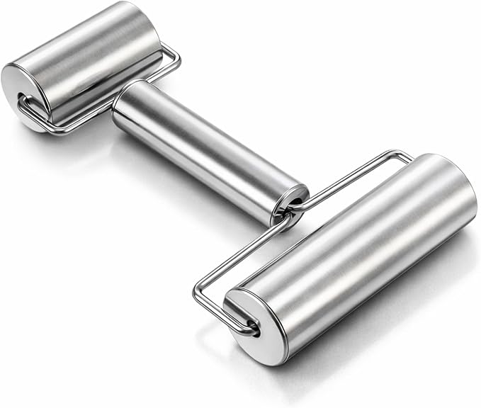 Pizza Roller Stainless Steel Small Rolling Pin Smooth Non Stick Dough Baker Roller Set Metal Kitchen Utensils for Home Kitchen Baking Dough Pie Pastries Pasta Cookies