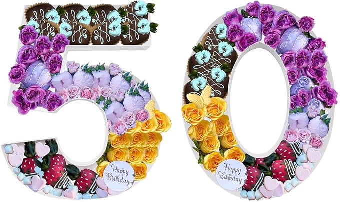 12inch Cardboard Number Fillable Food Tray Box for Charcuterie, Cupcake Arrangement, Birthday Anniversary (White, 50)