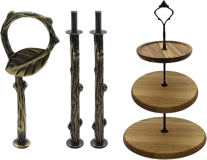 HEVSTIL 3-Tier Cake Stand Hardware Kit, Leaf Shape, Bronze, Zinc Alloy