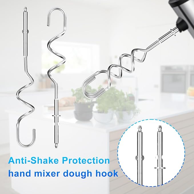 2pcs Hand Mixer Attachments Compatible, Universal Stainless Steel Hand Mixer Beaters Replacement for Cooking and Baking Tool Accessory(Swirling Shape)