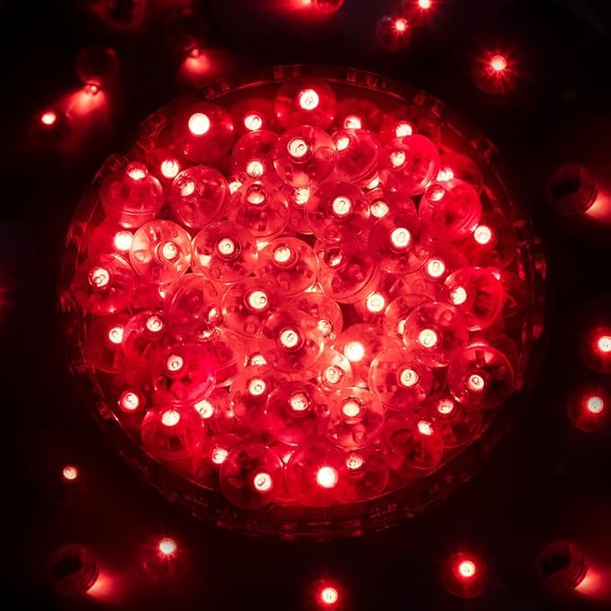 ZGWJ 100PCs Red Balloon Lights Mini, Battery Powered, Long Standby Time Waterproof Tiny Led Round Light for Paper Lantern Balloon Party Easter Eggs Wedding Christmas Halloween Decorations